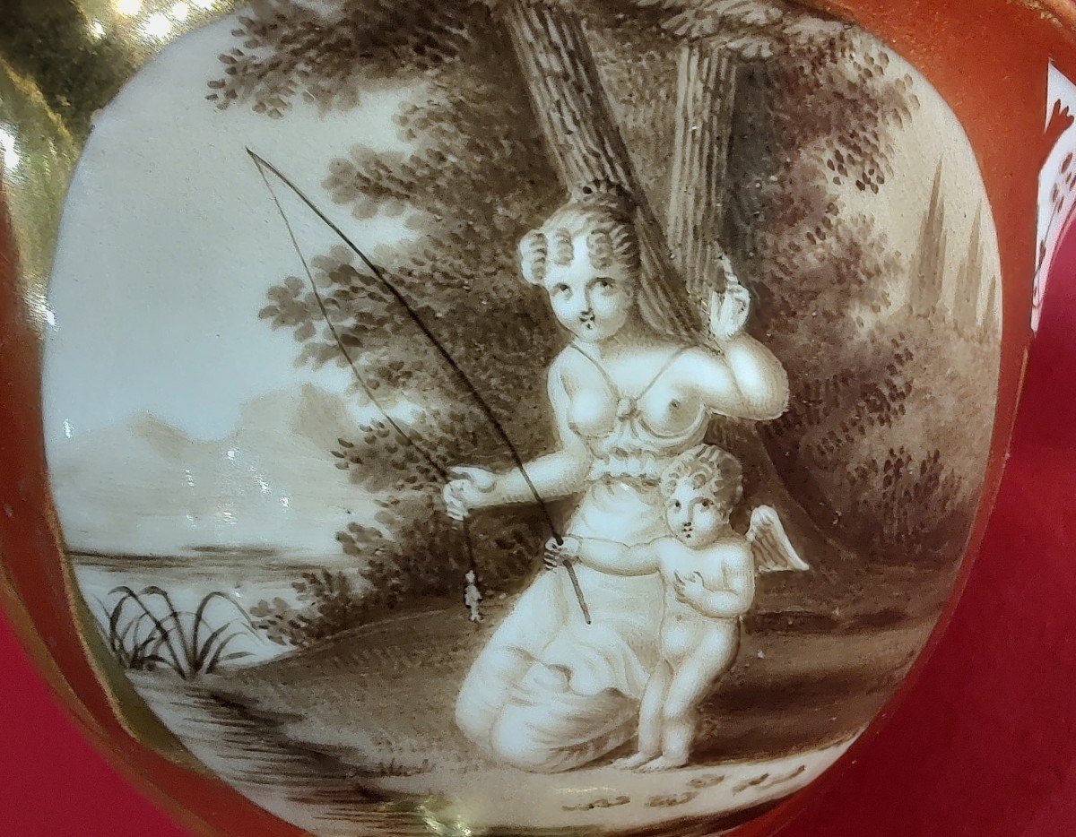 Manufacture De Dagoty - 1st Empire Period - Cup With Sepia Camaïeu Decoration.-photo-3