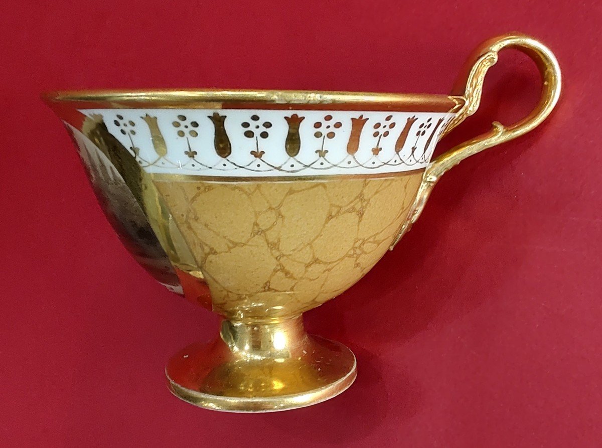 Manufacture De Dagoty - 1st Empire Period - Cup With Sepia Camaïeu Decoration.-photo-1