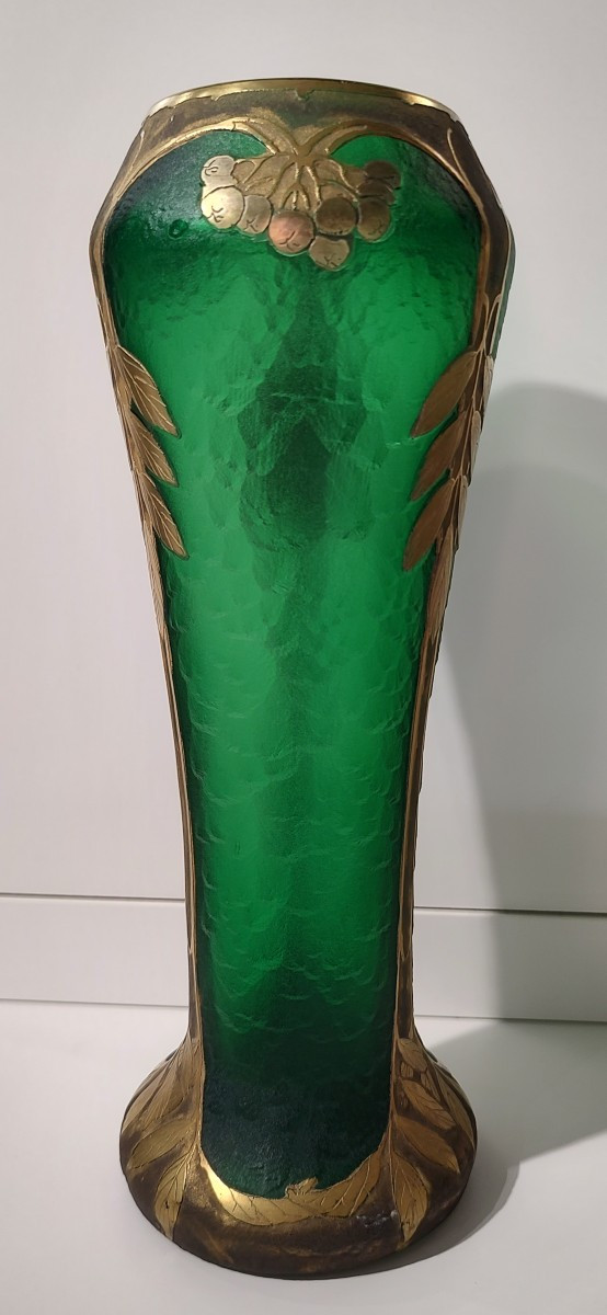 Legras - Saint Denis - Vase From The "imperial Green" Series - Early 20th Century.-photo-3
