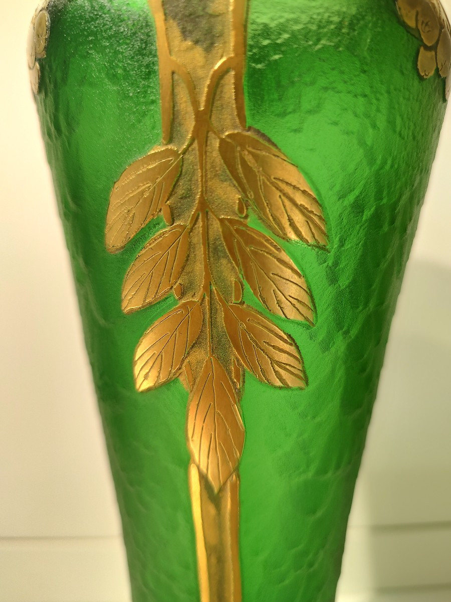 Legras - Saint Denis - Vase From The "imperial Green" Series - Early 20th Century.-photo-4