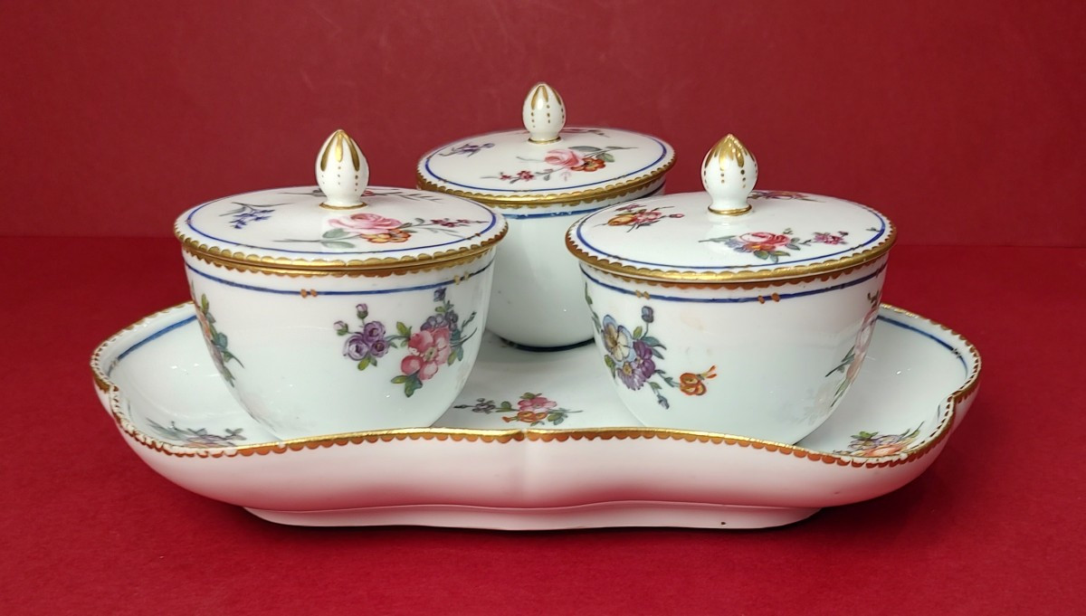 Sèvres - 18th Century - Three-pot Jam Jar With The Date Letter "z" For 1777.-photo-4