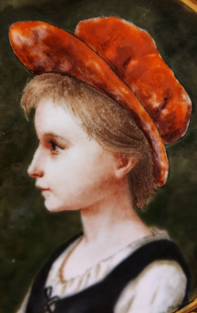 Théodore Deck (1823-1891) - Dish With A Portrait Of Little Red Riding Hood-photo-3