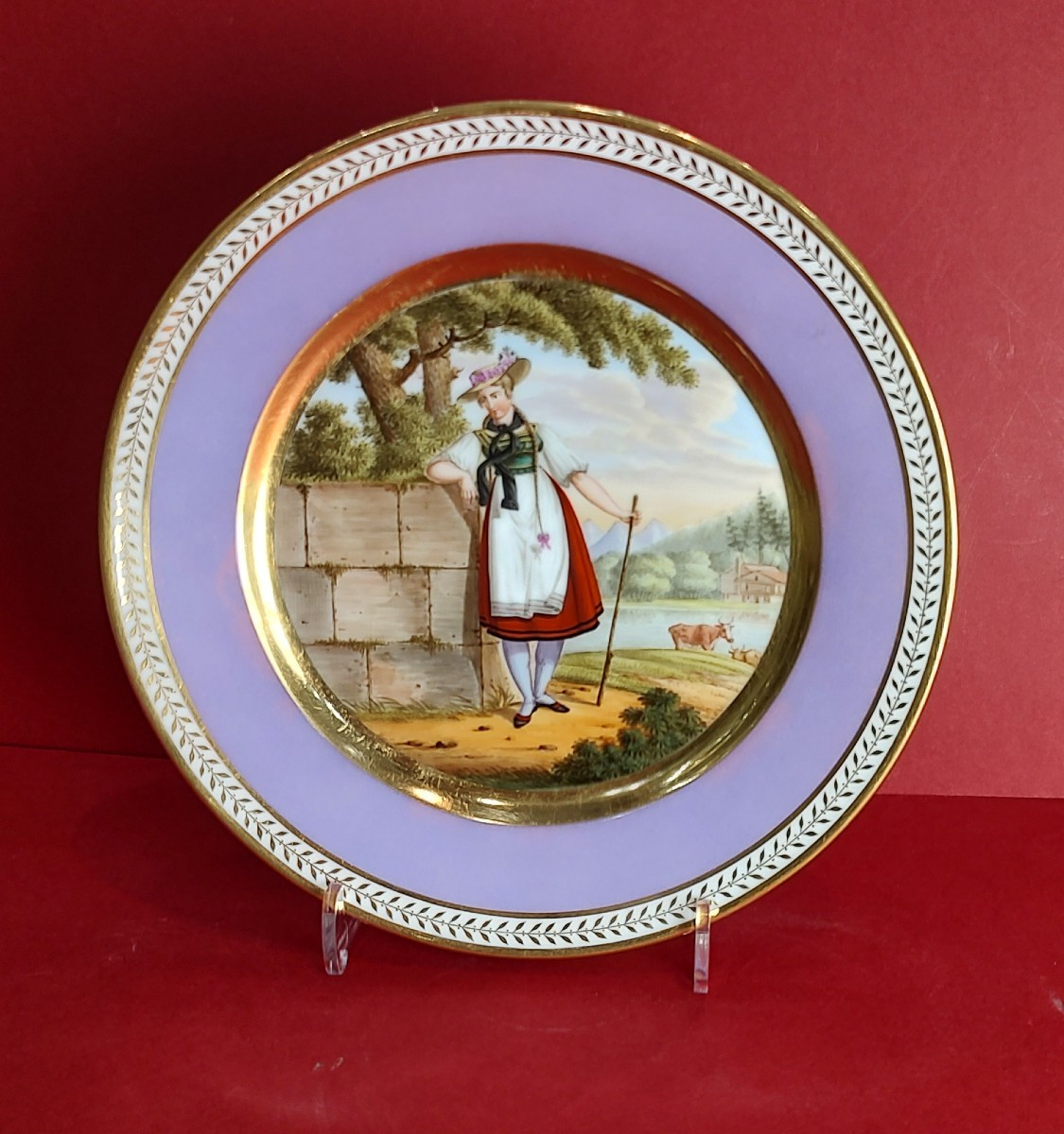 Manufacture De Nast - Paris - Empire Period - Plate With A Shepherdess Decor.