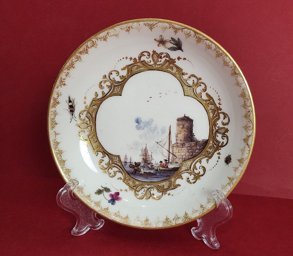 Meissen - 18th Century - Tea Bowl And Saucer Decorated With Lively Port Scenes-photo-3
