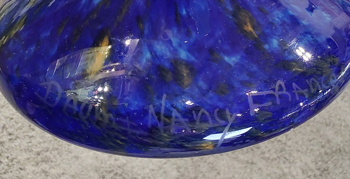 Daum Nancy - Large Blue Powdered Glass Vase, Decorated With The "jade Glass Vase" Series. -photo-3