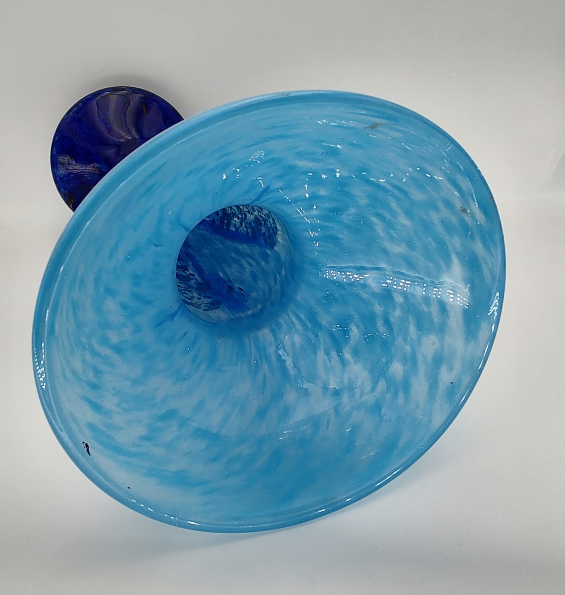 Daum Nancy - Large Blue Powdered Glass Vase, Decorated With The "jade Glass Vase" Series. -photo-5