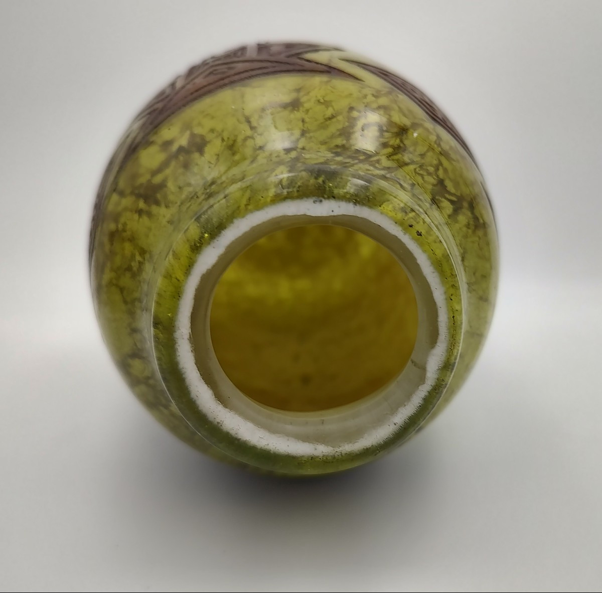 Ets Legras - Vase « duquesne »   à fond vert marbré à décor art déco-photo-4