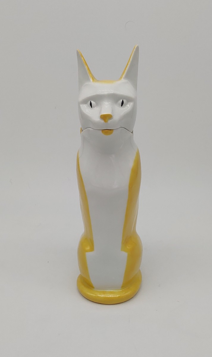 Edouard Marcel Sandoz (1881-1971) And Haviland - Yellow And White Cat-shaped Bottle -photo-3