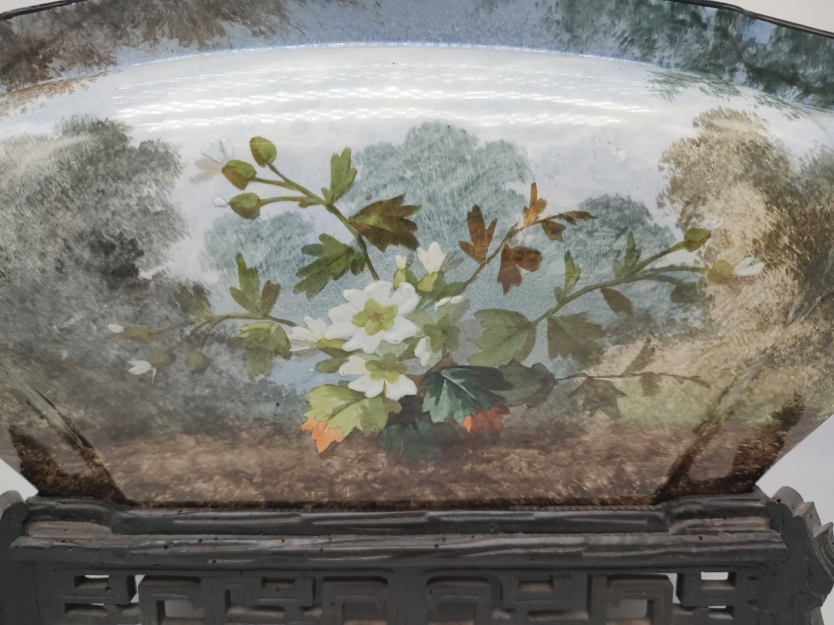 Creil And Montereau (between 1888/1920) - Planter Painted In The Japanese Style.-photo-1