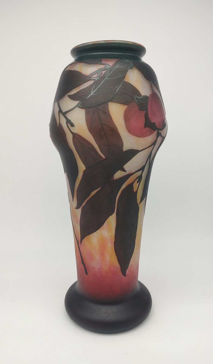 Daum Nancy - Vers 1910 - Vase à décor de branches et de fruits du kaki-photo-3
