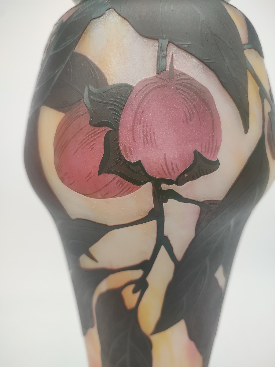 Daum Nancy - Vers 1910 - Vase à décor de branches et de fruits du kaki-photo-1