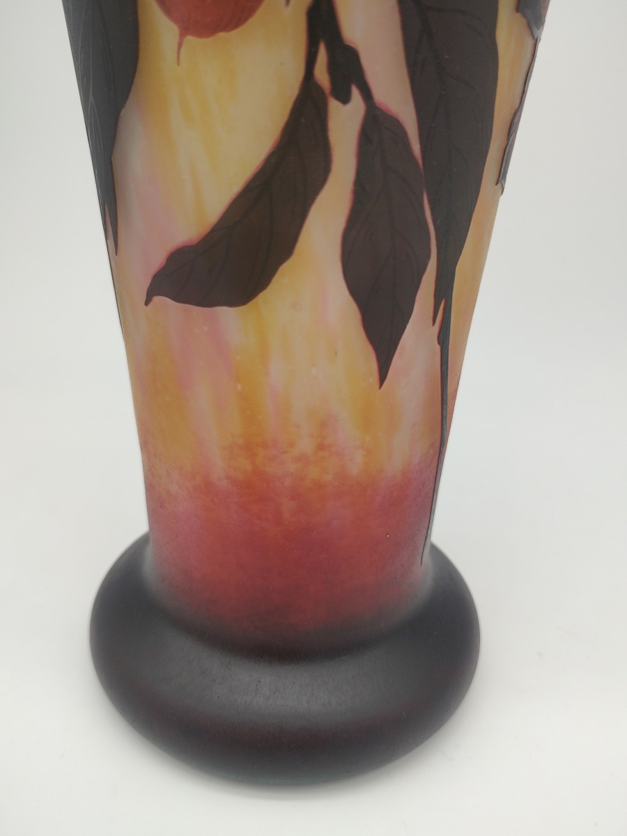 Daum Nancy - Vers 1910 - Vase à décor de branches et de fruits du kaki-photo-3