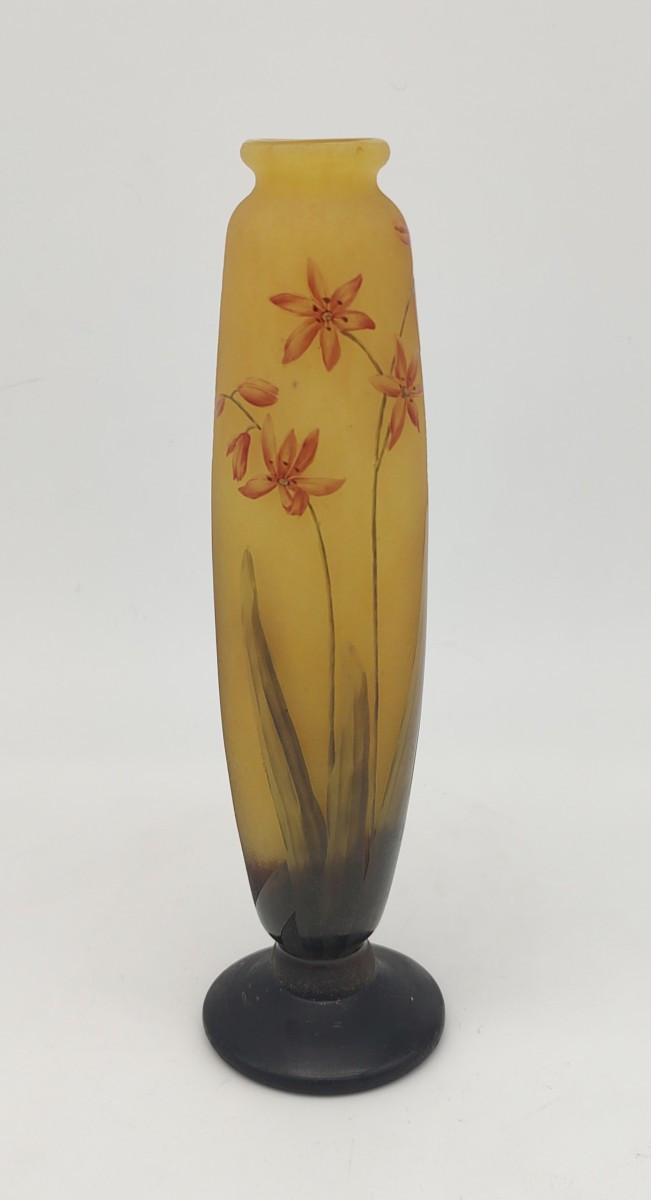 Daum Nancy - Vase Decorated With Freesia Flowers.-photo-2