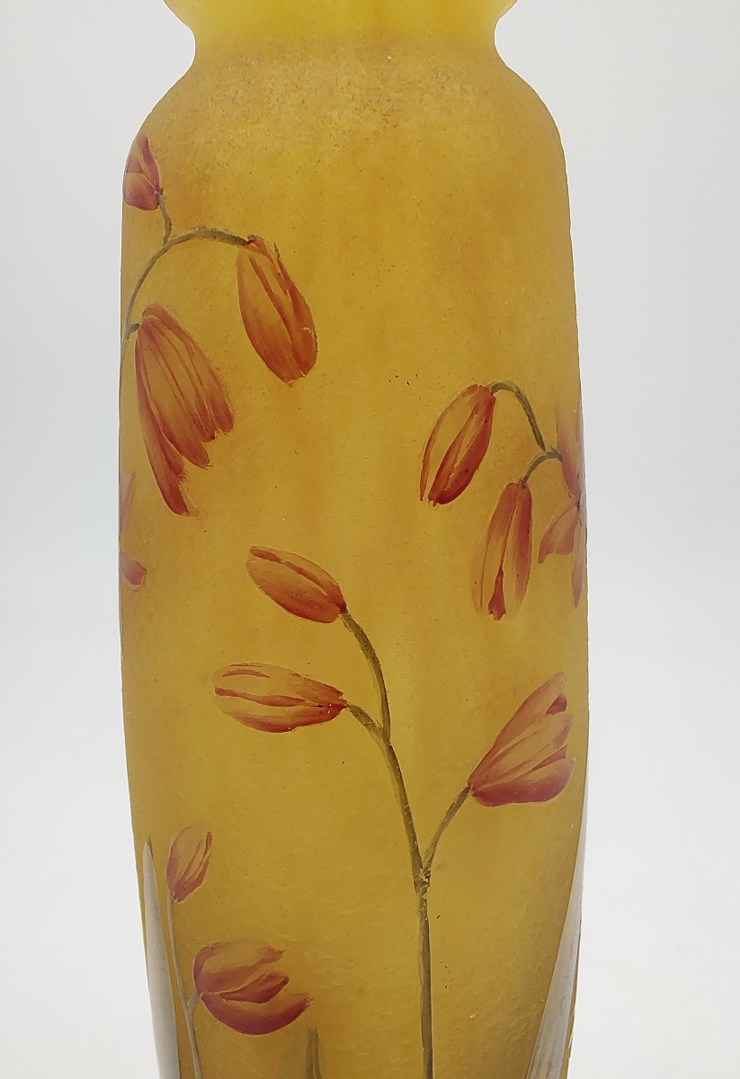 Daum Nancy - Vase Decorated With Freesia Flowers.-photo-2