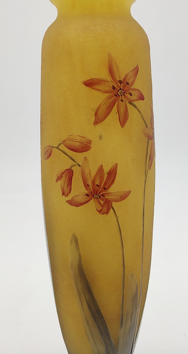 Daum Nancy - Vase Decorated With Freesia Flowers.-photo-3