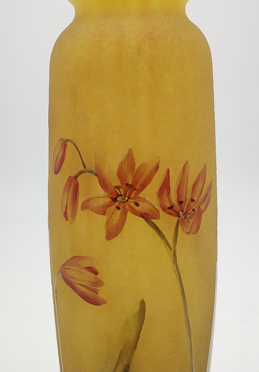 Daum Nancy - Vase Decorated With Freesia Flowers.-photo-4