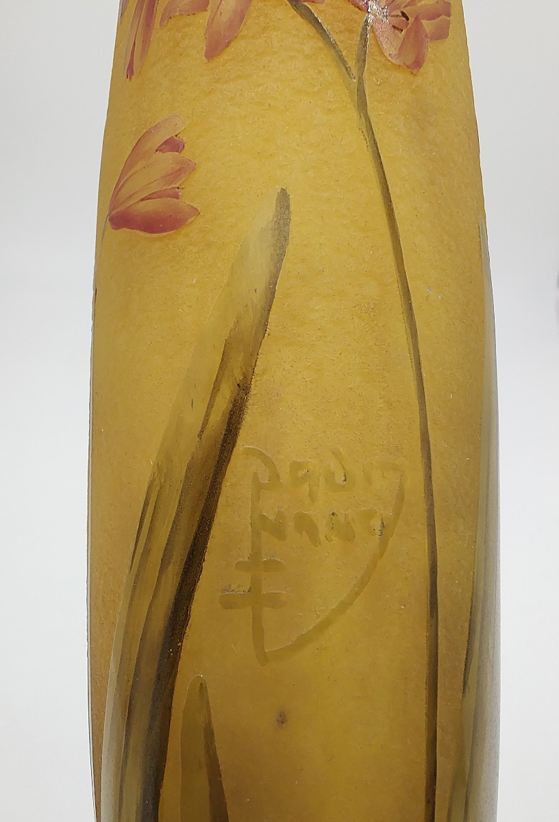 Daum Nancy - Vase Decorated With Freesia Flowers.-photo-5