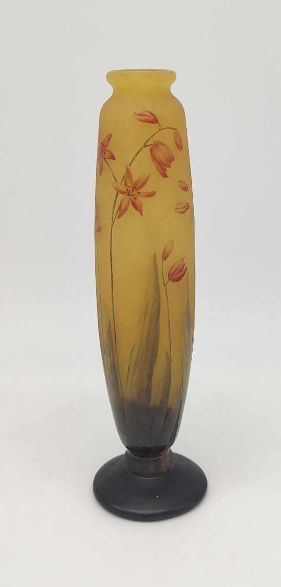Daum Nancy - Vase Decorated With Freesia Flowers.