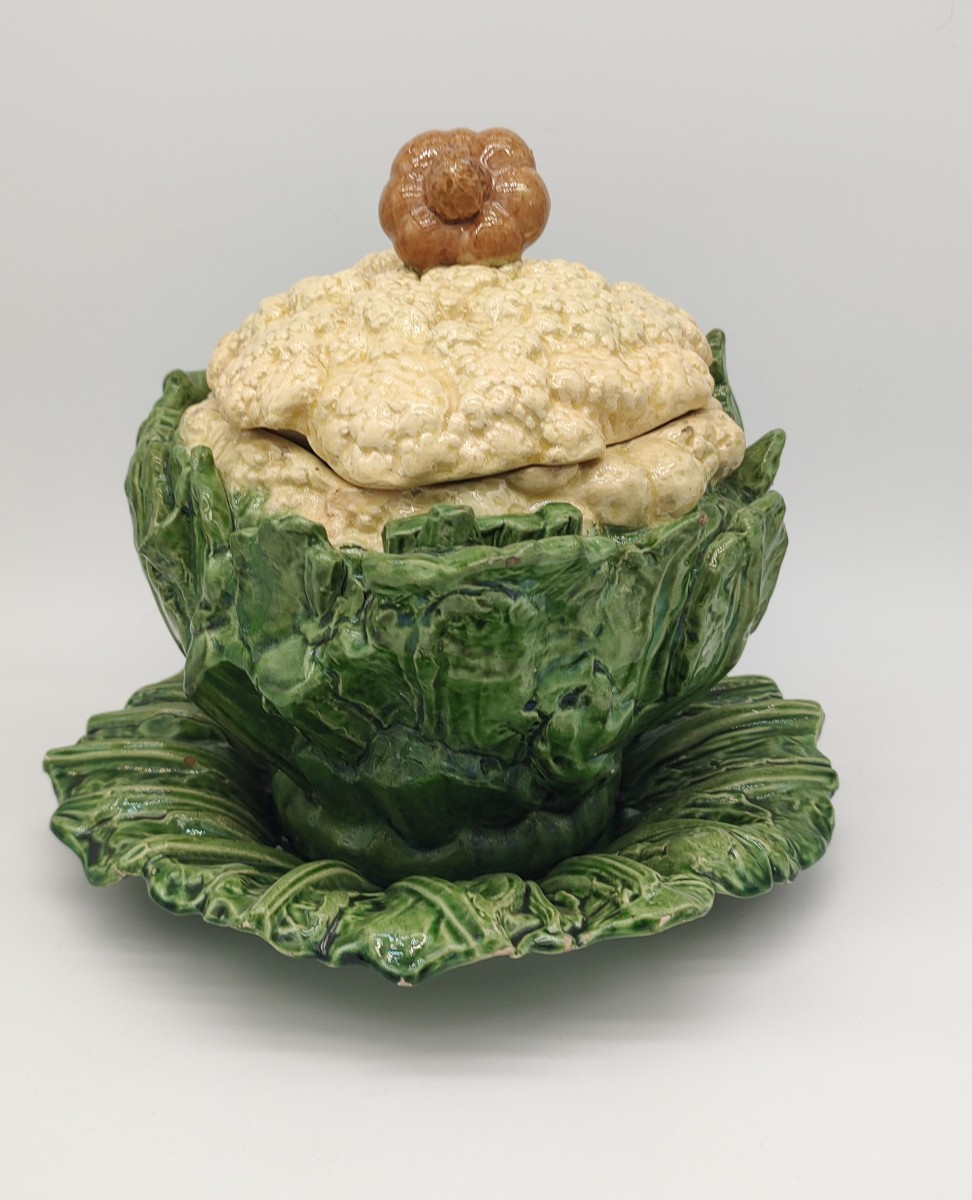 Terrine trompe l'oeil à décor de choux-fleur.-photo-4