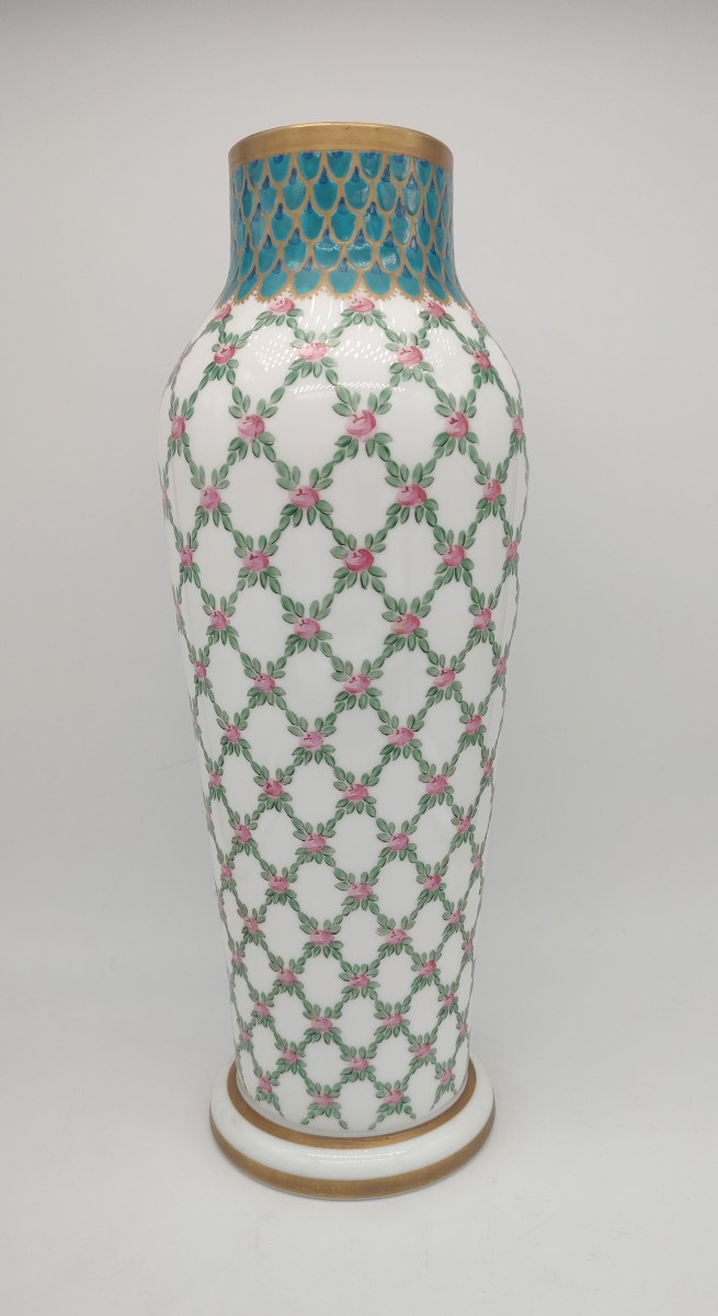 François Théodore LEGRAS - Vase signé à décor de quadrillage Pompadour-photo-2