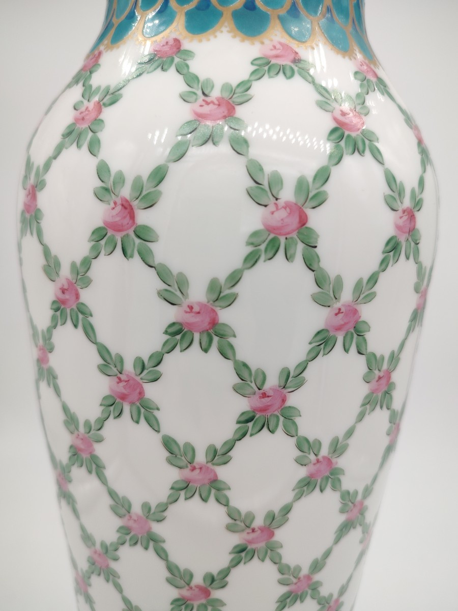 François Théodore LEGRAS - Vase signé à décor de quadrillage Pompadour-photo-1