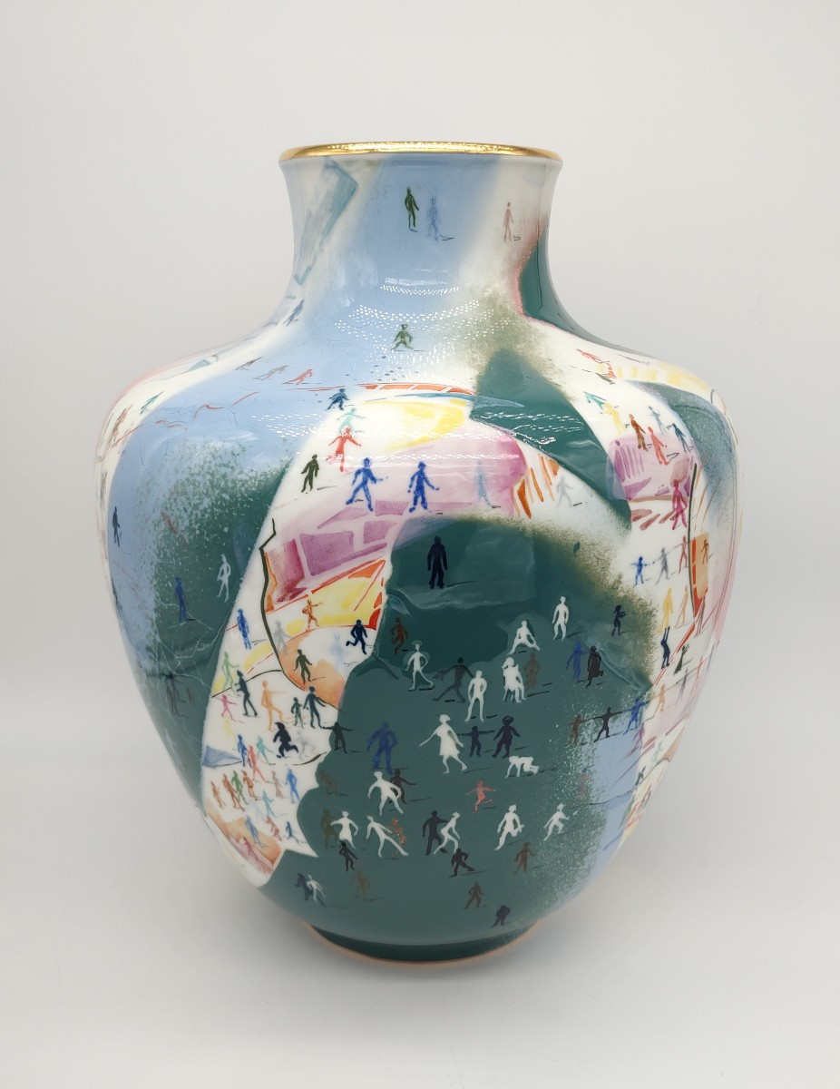 Manufacture Nationale De Sèvres And Giles Bouttaz - Baluster Vase Decorated With Stylized Figures-photo-5