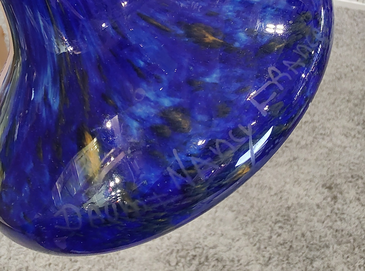 Daum Nancy - Vers 1925 - Haut vase à décor de verre de jade bleu -photo-5