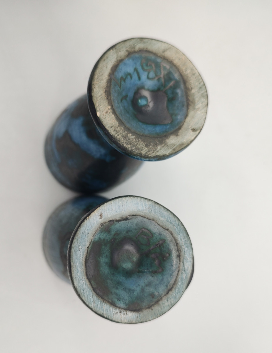 Jacques Blin (1920-1996) - Verseuse Couverte Avec Six Mazagrans à Décor Gravé d'Oiseaux.-photo-5