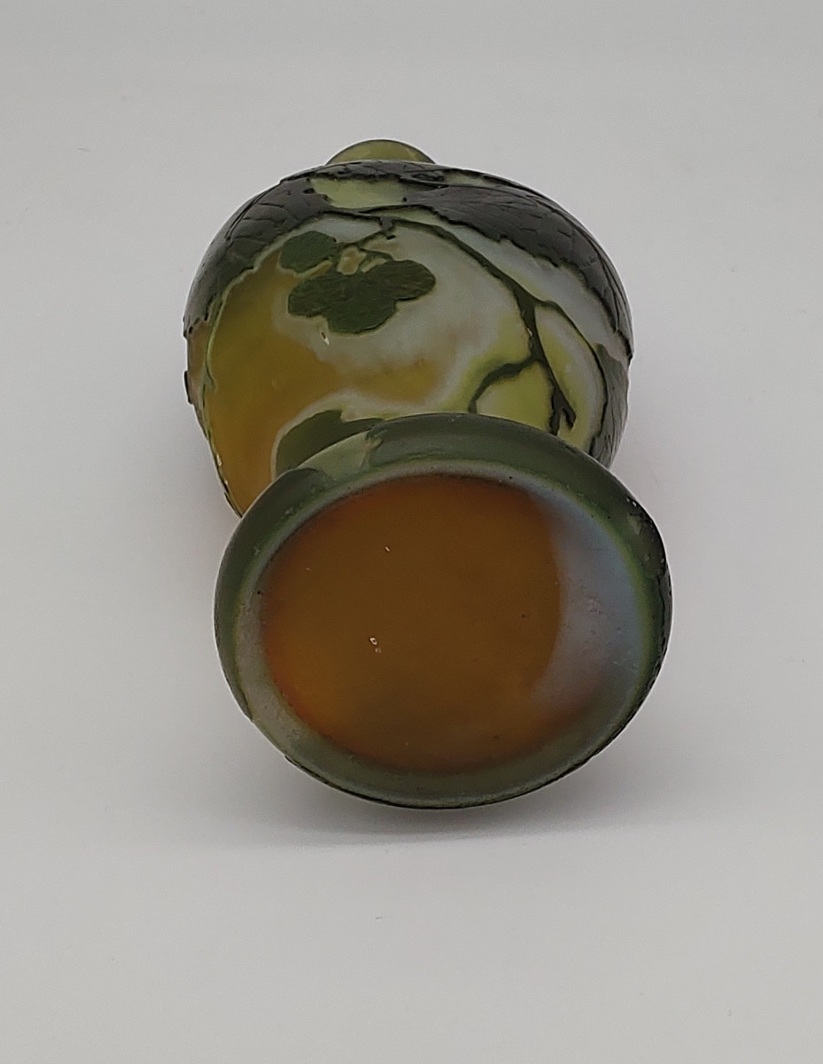 Legras - début XXe siècle - Vase à décor dégagé à l'acide de feuilles et chatons de peuplier-photo-4