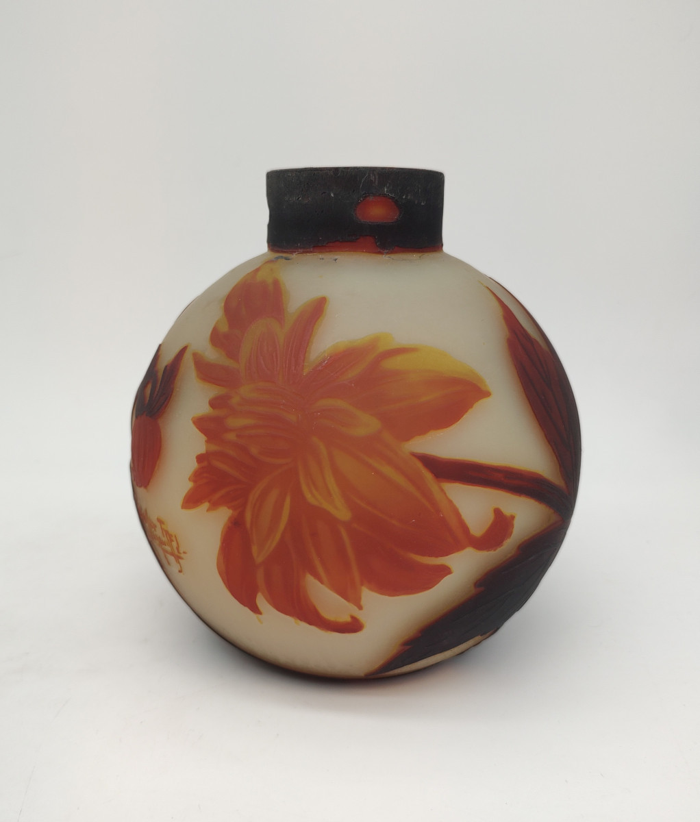 Muller Brothers - Luneville - Lamp Base Decorated With Peonies In Bloom And In Bud.-photo-3