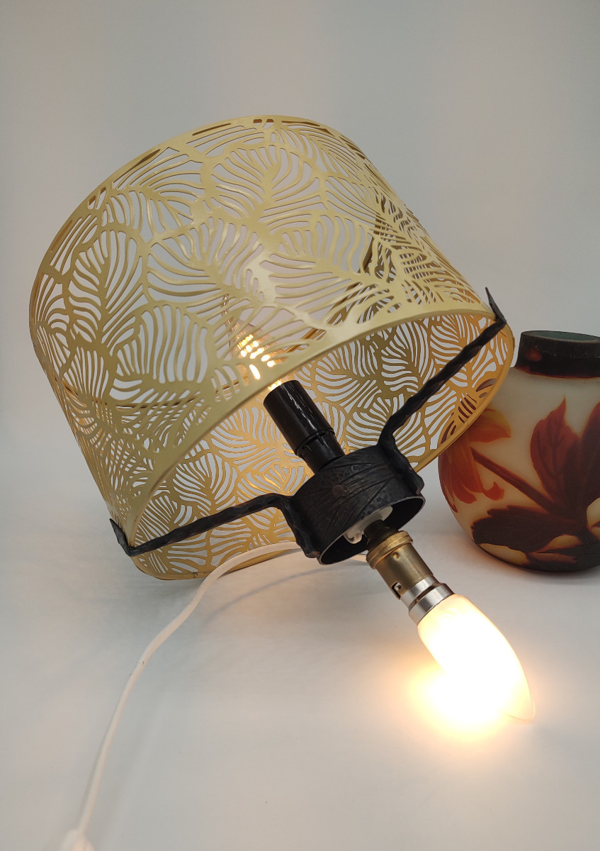 Muller Brothers - Luneville - Lamp Base Decorated With Peonies In Bloom And In Bud.-photo-5