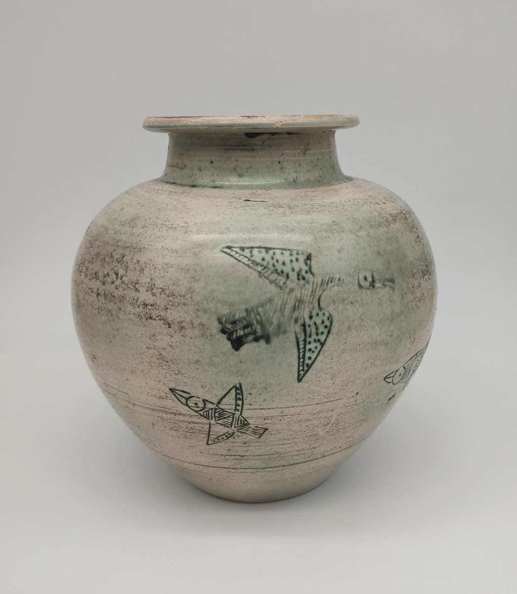 Blin Jacques (1920/1996) - Ball Vase With Bird Design-photo-2