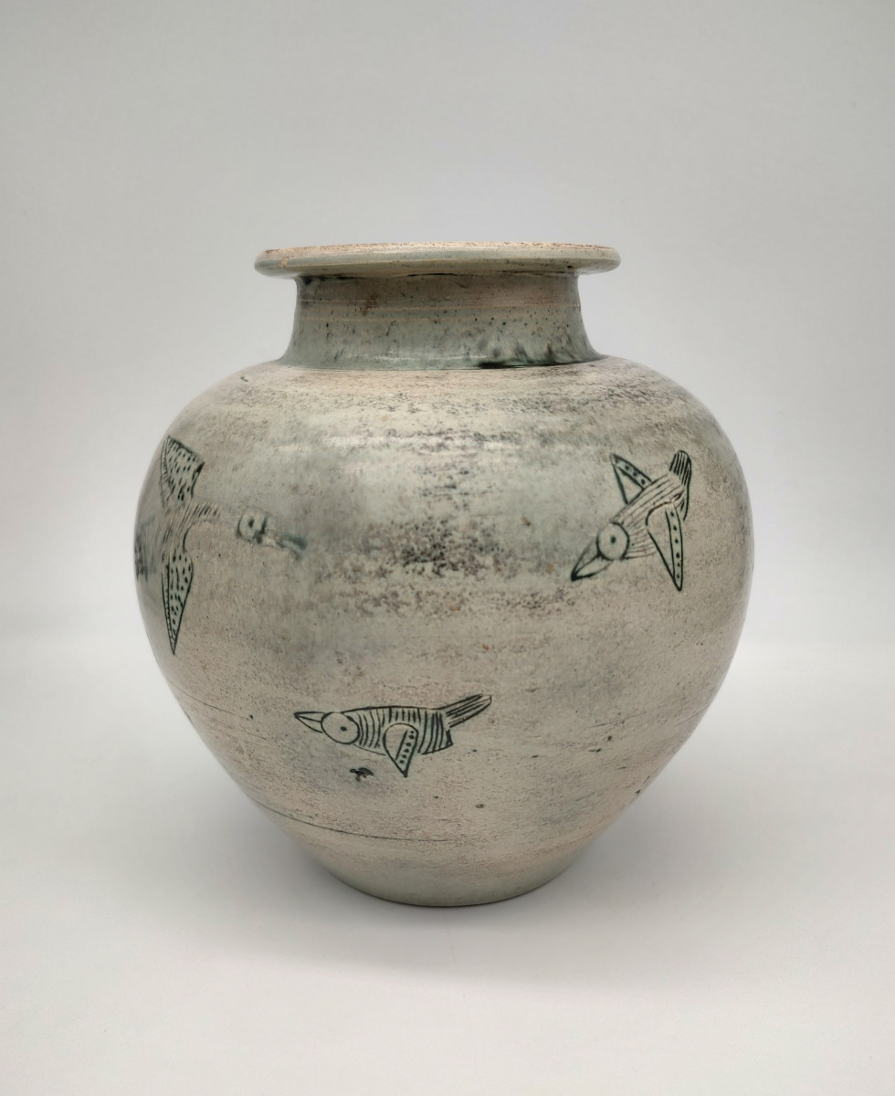 Blin Jacques (1920/1996) - Ball Vase With Bird Design-photo-3