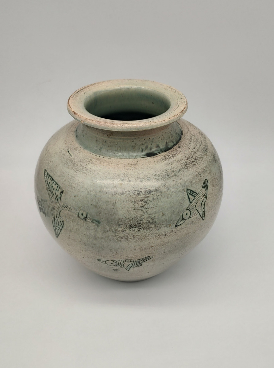 Blin Jacques (1920/1996) - Ball Vase With Bird Design-photo-3