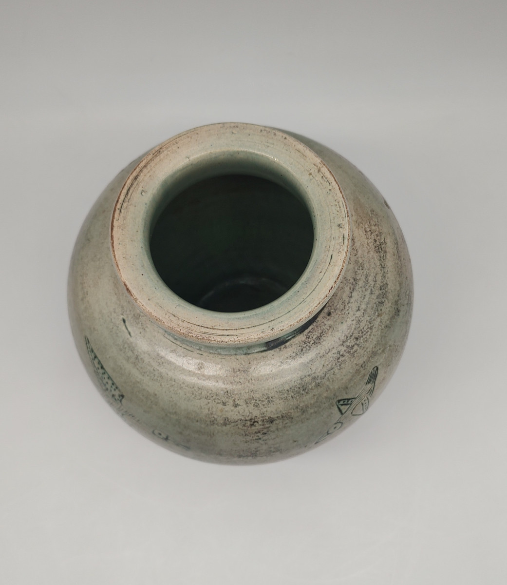 Blin Jacques (1920/1996) - Ball Vase With Bird Design-photo-5