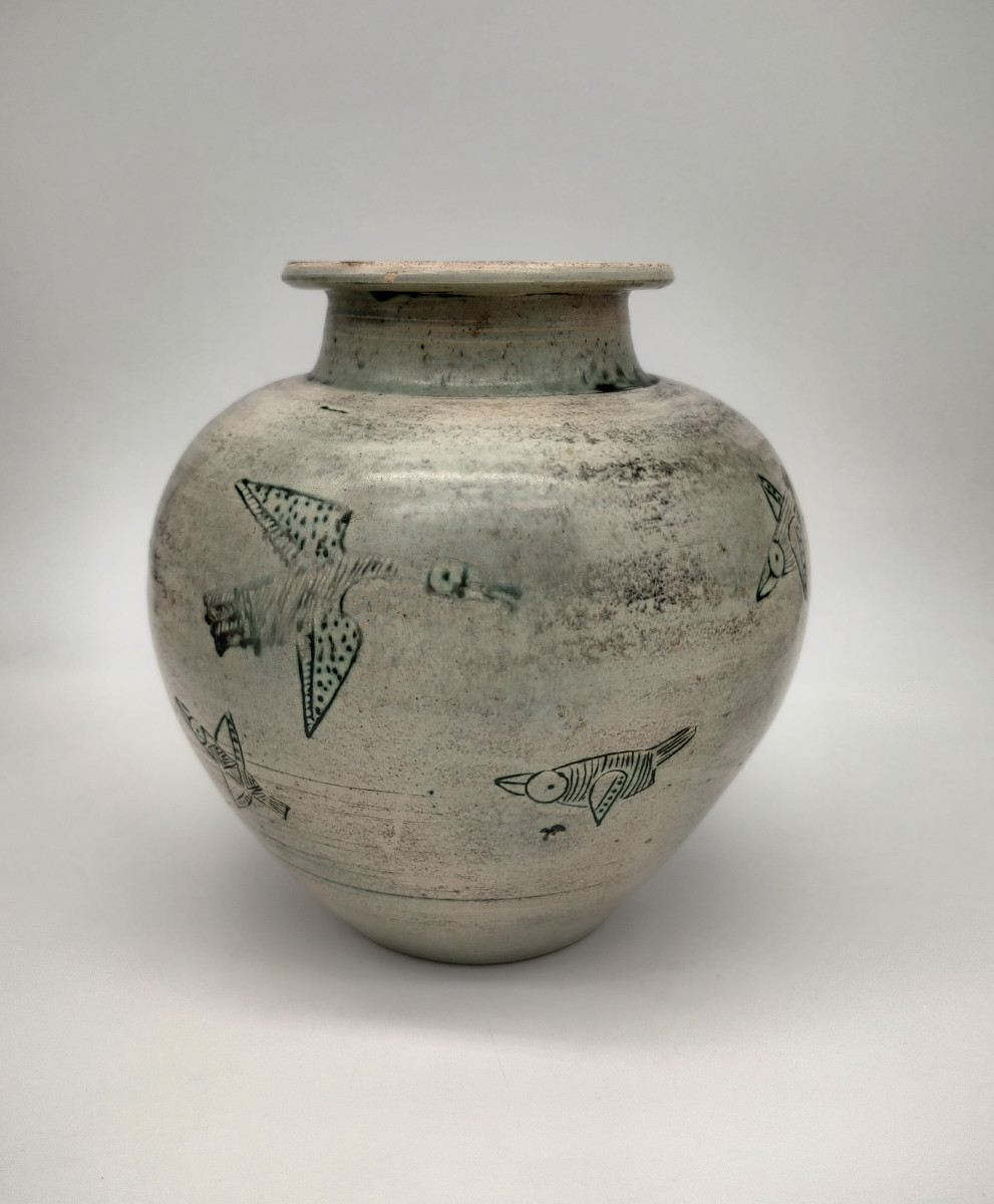 Blin Jacques (1920/1996) - Ball Vase With Bird Design