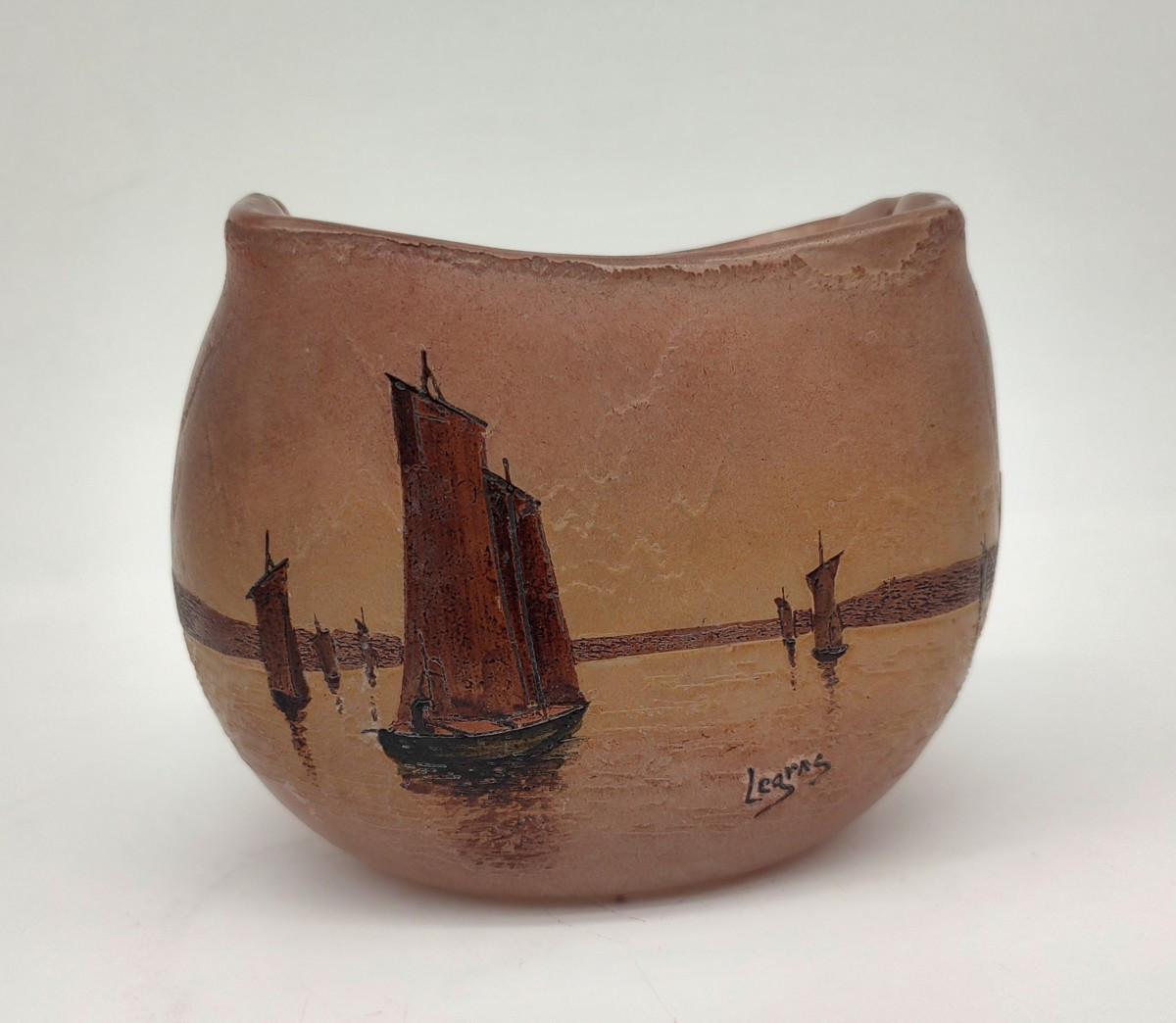 Legras - Vase à décor émaillé de voiliers.-photo-3