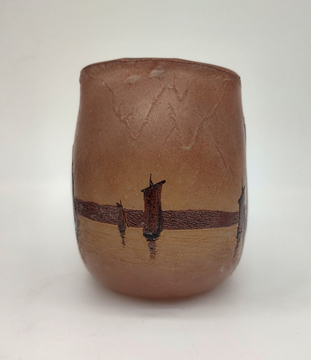 Legras - Vase à décor émaillé de voiliers.-photo-2