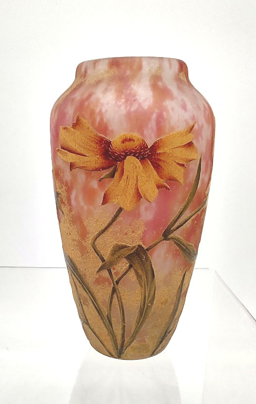 Daum Nancy - Circa 1906 - Vase à décor de fleurs sauvages jaunes .-photo-3