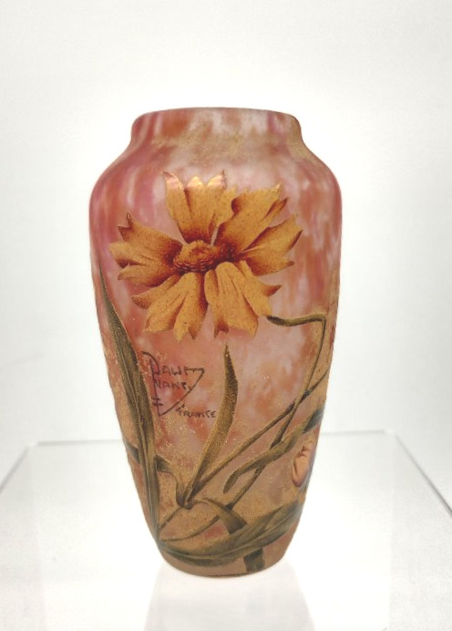 Daum Nancy - Circa 1906 - Vase à décor de fleurs sauvages jaunes .-photo-3