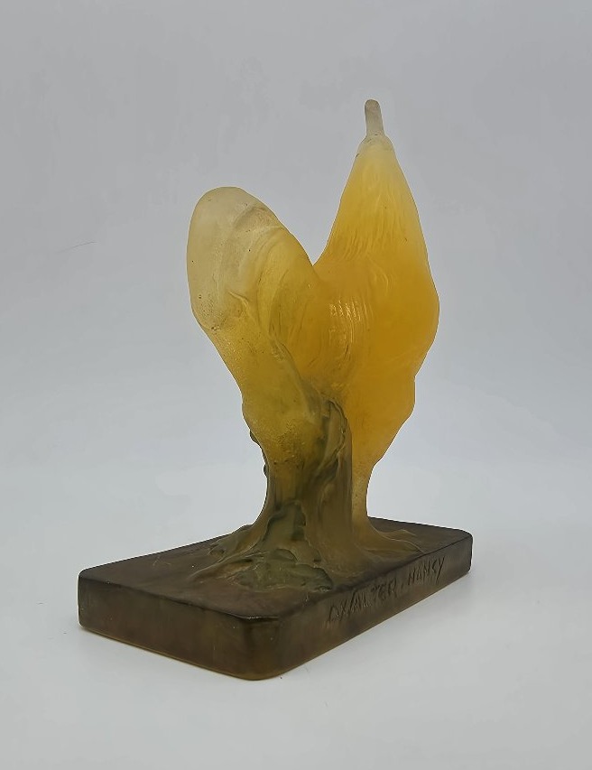 A. Walter Verrier d'Art & Muller, Sculptor - Glass Paste Sculpture Depicting A Rooster.-photo-2