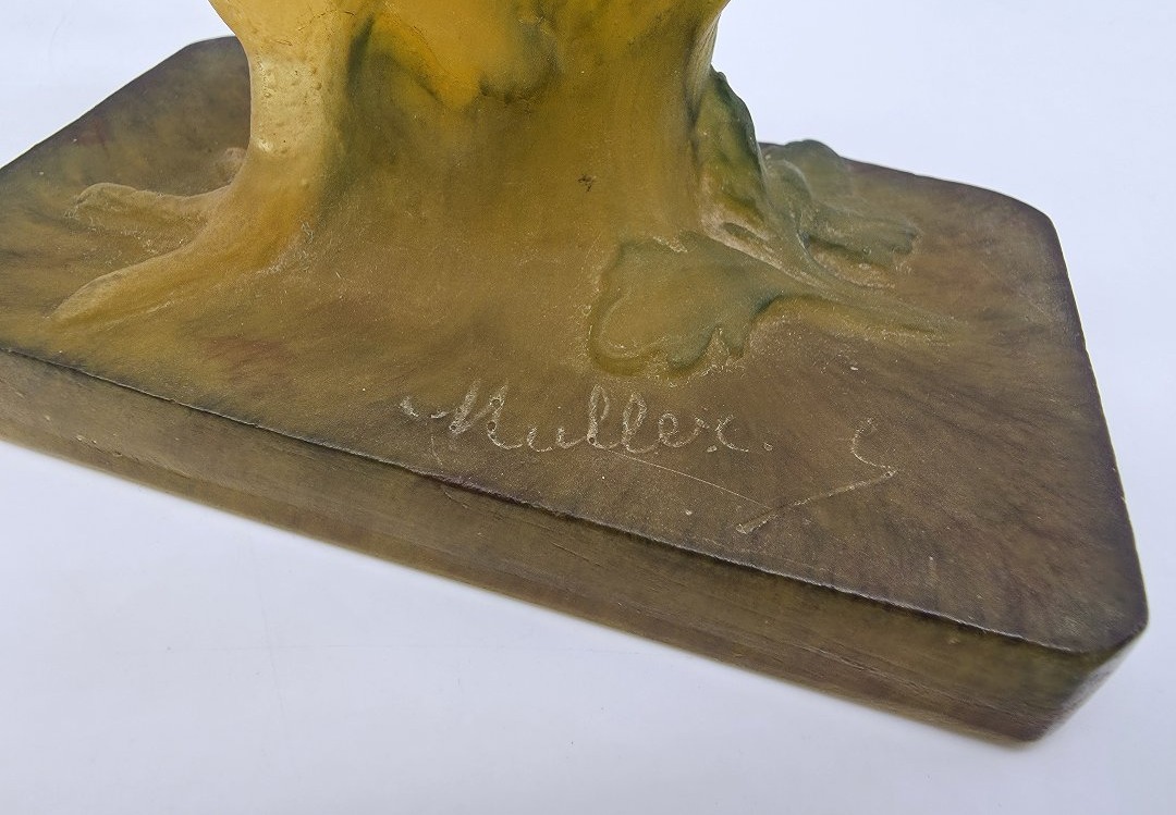 A. Walter Verrier d'Art & Muller, Sculptor - Glass Paste Sculpture Depicting A Rooster.-photo-5