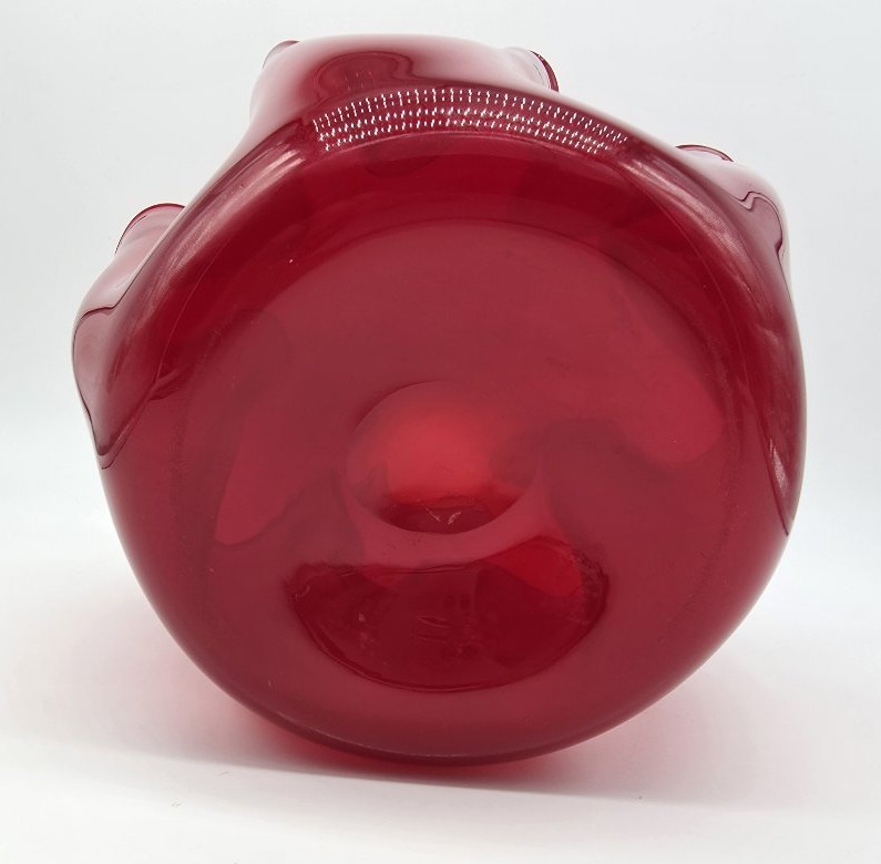 Venini Murano - Années 50 - Vase Fazzoletto rouge transparent de forme mouchoir.-photo-7