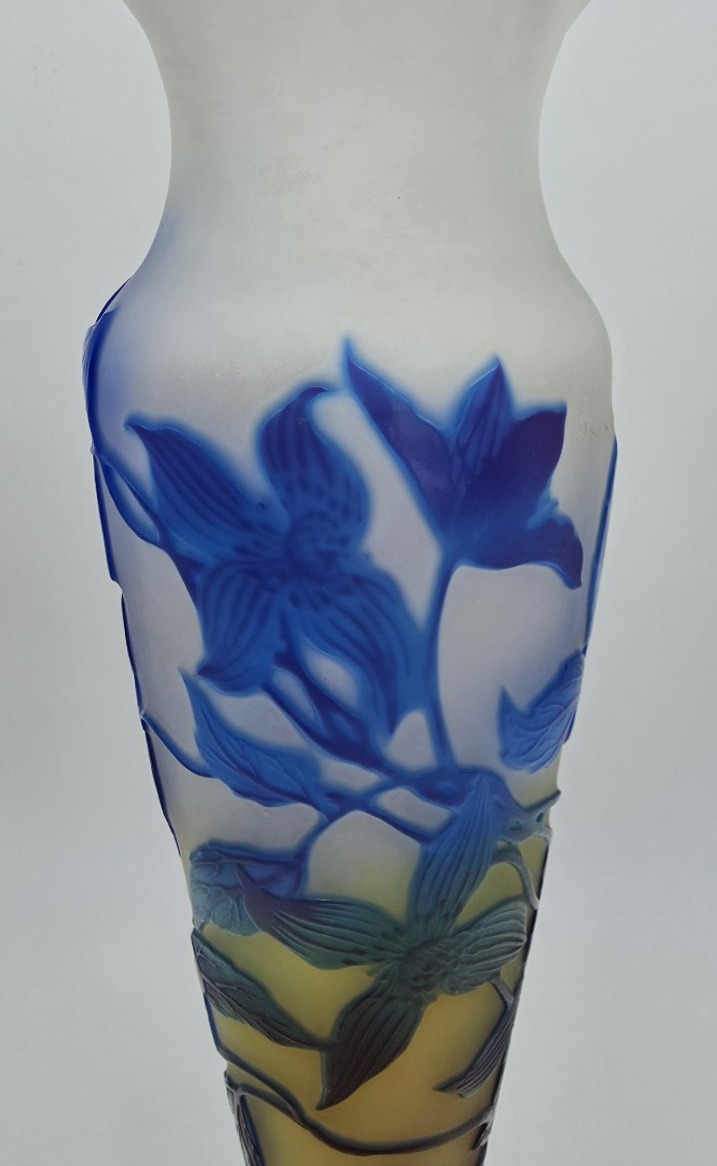 Etablissements Gallé (1904–1936) - Vase Decorated With Blue Clematis.-photo-2