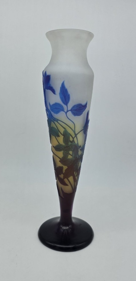 Etablissements Gallé (1904–1936) - Vase Decorated With Blue Clematis.-photo-4