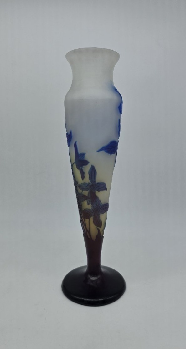 Etablissements Gallé (1904–1936) - Vase Decorated With Blue Clematis.-photo-3
