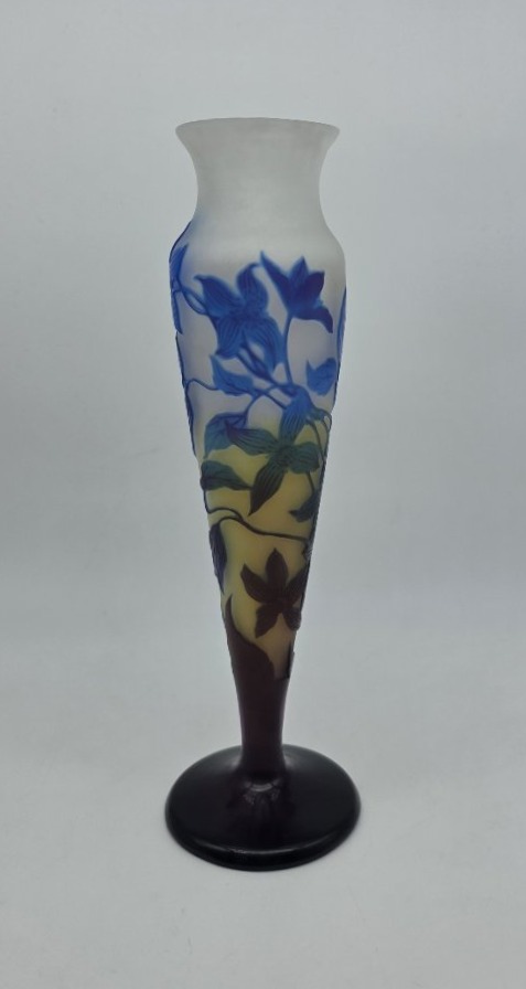 Etablissements Gallé (1904–1936) - Vase Decorated With Blue Clematis.-photo-4
