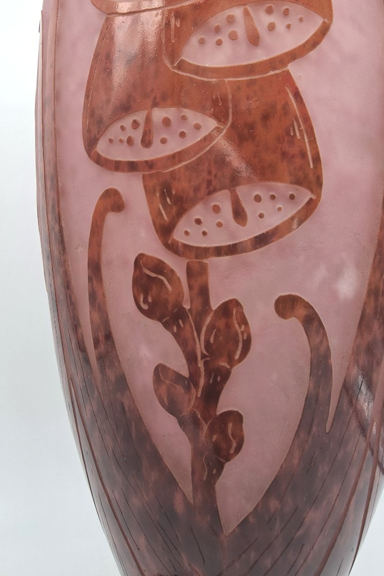 Schneider (1881–1953) - Charder - French Glass - Tall Vase Decorated With Foxgloves.-photo-3