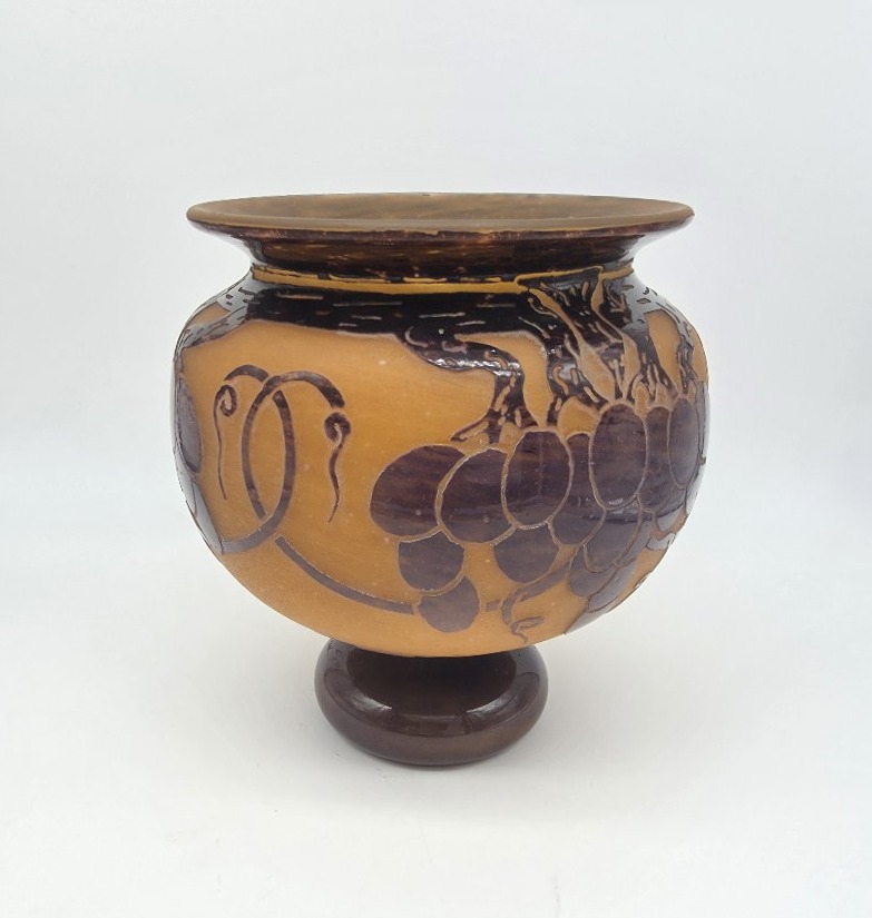 Charles SCHNEIDER (1881-1953) - LE VERRE FRANÇAIS  - Vase boule à décor de vignes. -photo-2