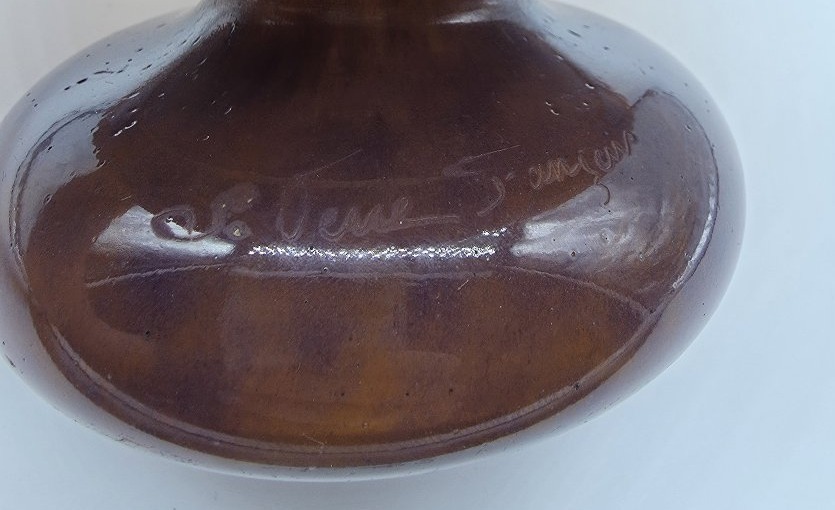 Charles SCHNEIDER (1881-1953) - LE VERRE FRANÇAIS  - Vase boule à décor de vignes. -photo-5